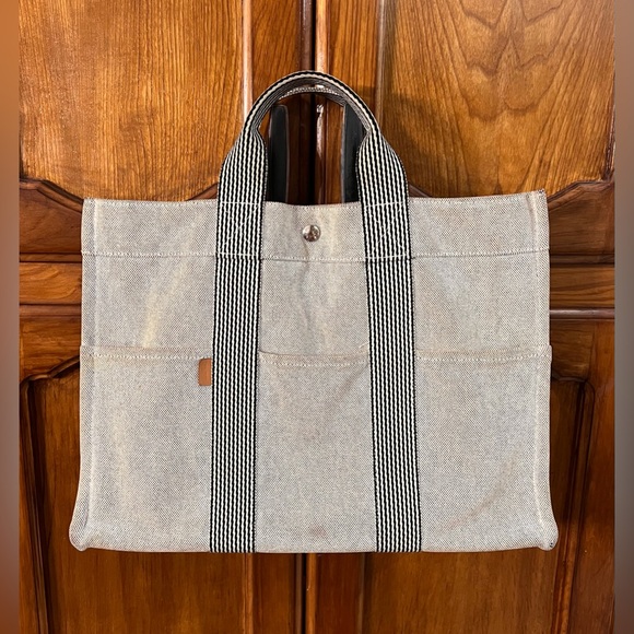 Hermès Authentic Paris Fourre Tout MM Gray Canvas Tote Hand Bag! - Picture 4 of 15